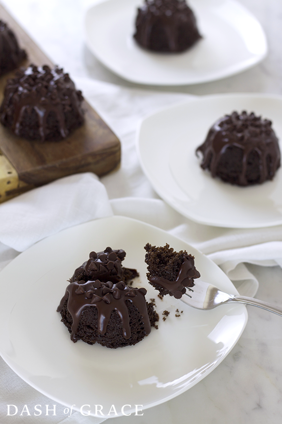 Three mini frosted bundt cakes, of course! Mini Bundt Cake Recipes . Triple Chocolate Mini Bundt Cakes Recipe - Dash of Grace