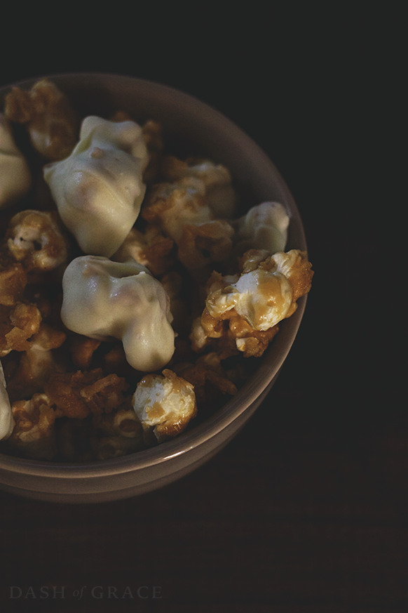 White Chocolate Coconut Cashew Caramel Corn Recipe