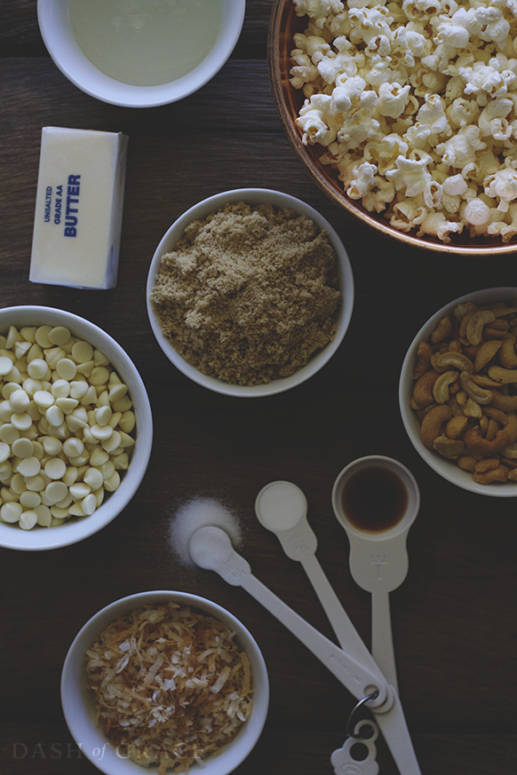 White Chocolate Coconut Cashew Caramel Corn Recipe