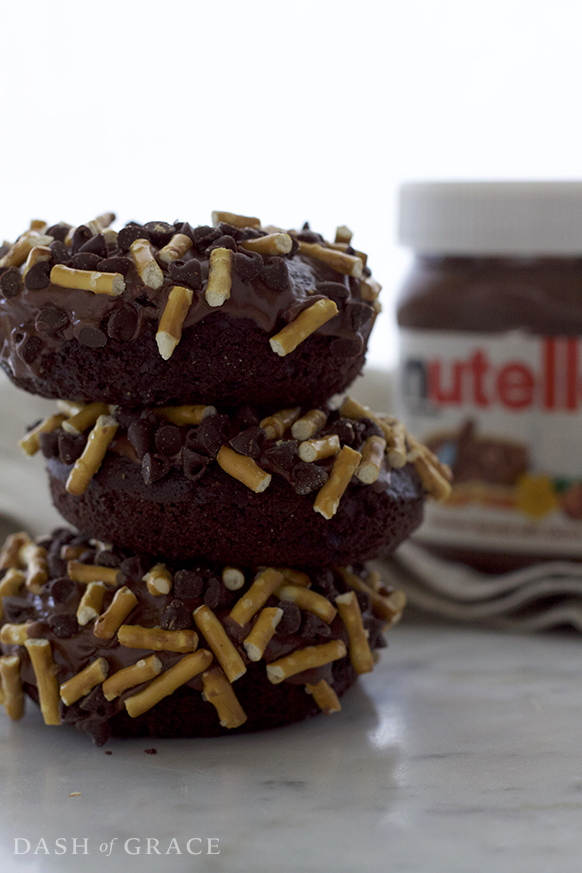 Nutella Dark Chocolate Salted Pretzel Donuts Recipe