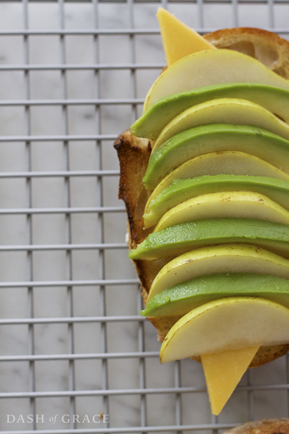 Honey Mustard Avo Pear Breakfast Grilled Cheese Recipe