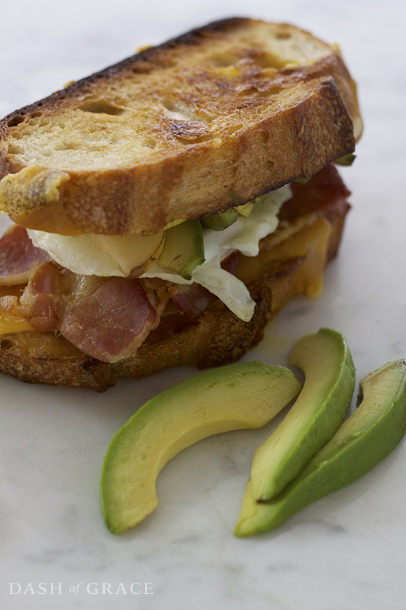 Honey Mustard Avo Pear Breakfast Grilled Cheese Recipe