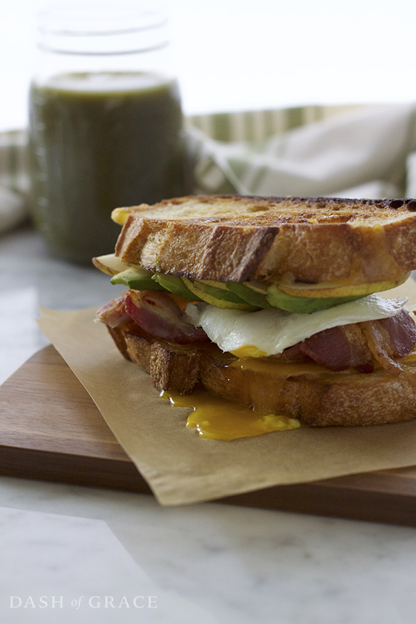 Honey Mustard Avo Pear Breakfast Grilled Cheese Recipe