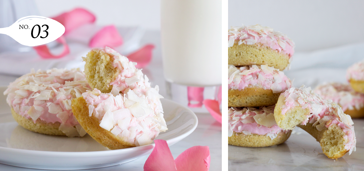 Baked Vanilla Bean Rose Donuts