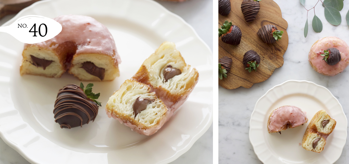 Chocolate Covered Strawberry Croissant Donuts (Cronuts) Filled with Nutella